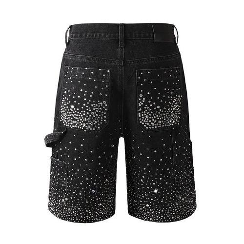 Purple Brand Crystal Diamond Denim Shorts #5099